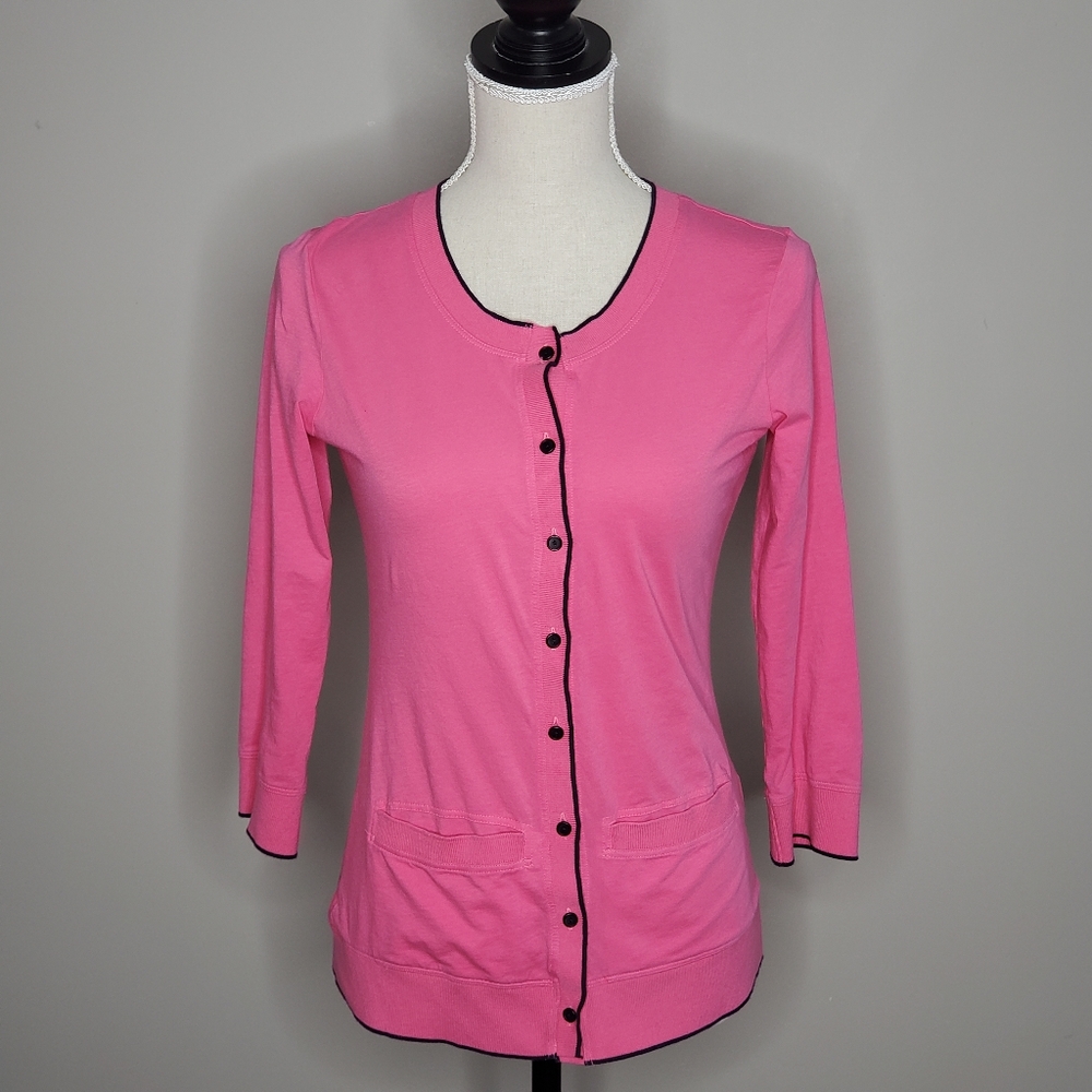 Theory Pink Button Up Cardigan with Pockets
